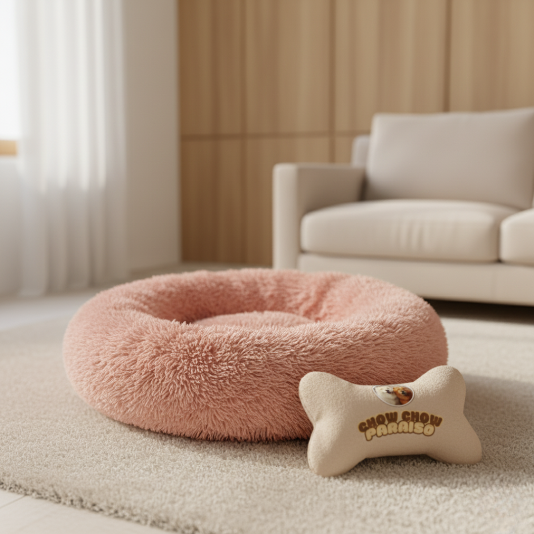 C3-Cama donut,cojin,calmante para perros  🐕🐈 | Suave, cálida y lavable-Chow-Chow-paraíso 