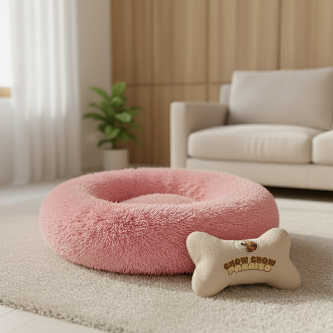 C3-Cama donut,cojin,calmante para perros  🐕🐈 | Suave, cálida y lavable-Chow-Chow-paraíso 