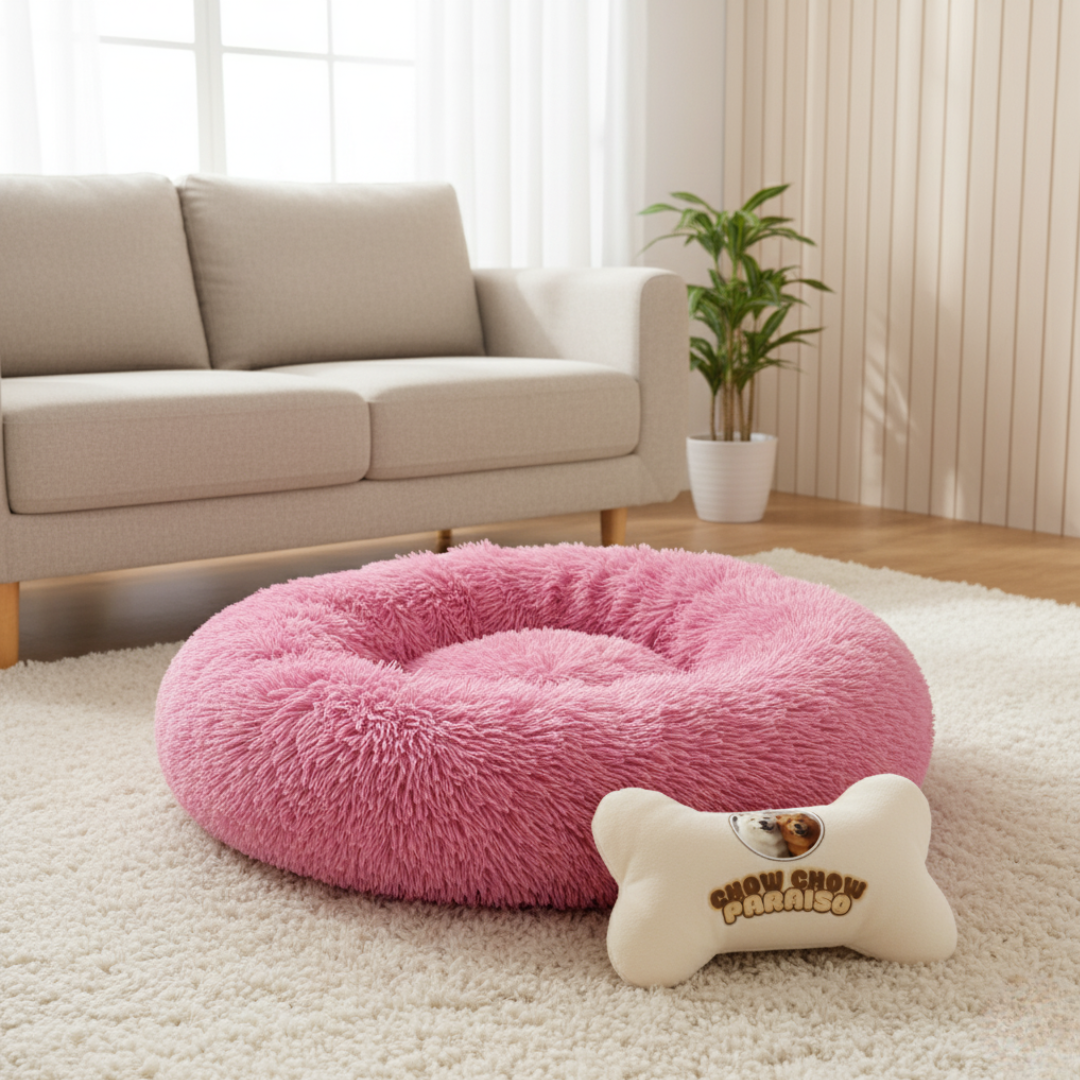 C3-Cama donut,cojin,calmante para perros  🐕🐈 | Suave, cálida y lavable-Chow-Chow-paraíso 