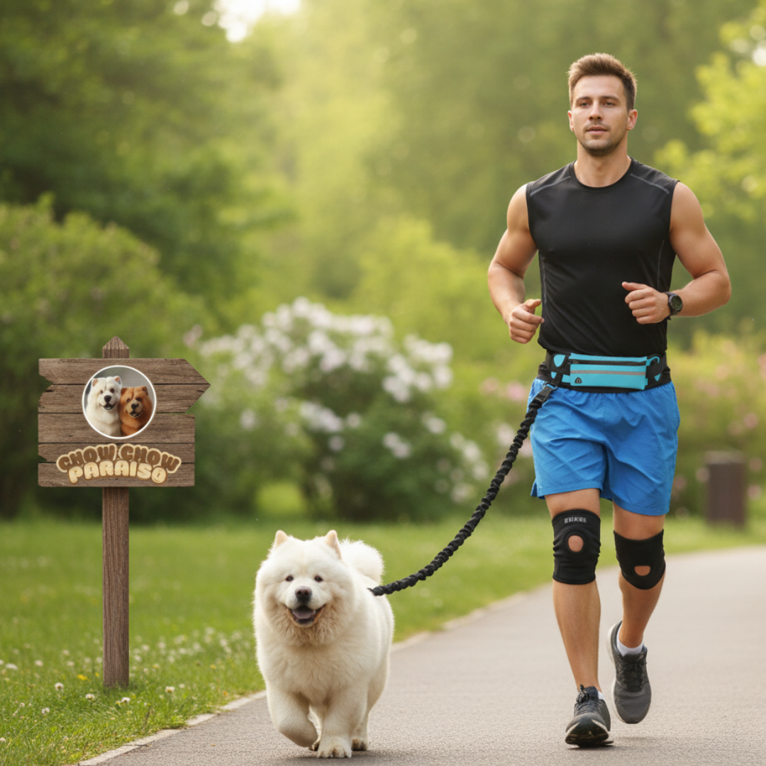 G2 -🐶 Cinturón Manos Libres con Correa Elástica para Perros Grandes 🐾 | Ideal para Pasear, Correr, Entrenar y Aventuras Diarias con Comodidad Total 🌟 Chow Chow paraíso 