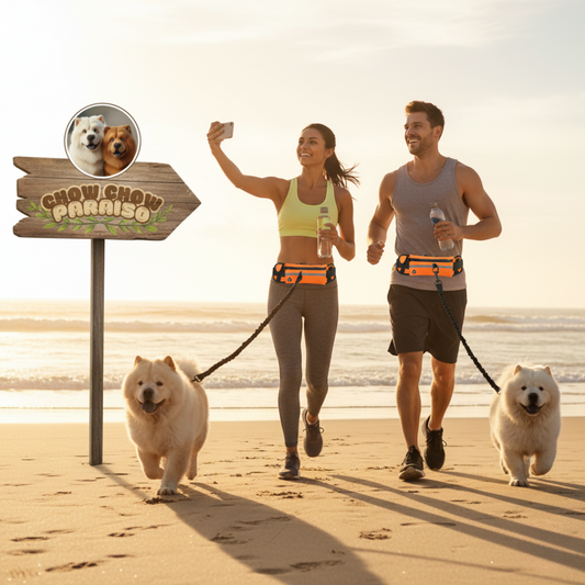 G2 -🐶 Cinturón Manos Libres con Correa Elástica para Perros Grandes 🐾 | Ideal para Pasear, Correr, Entrenar y Aventuras Diarias con Comodidad Total 🌟 Chow Chow paraíso 