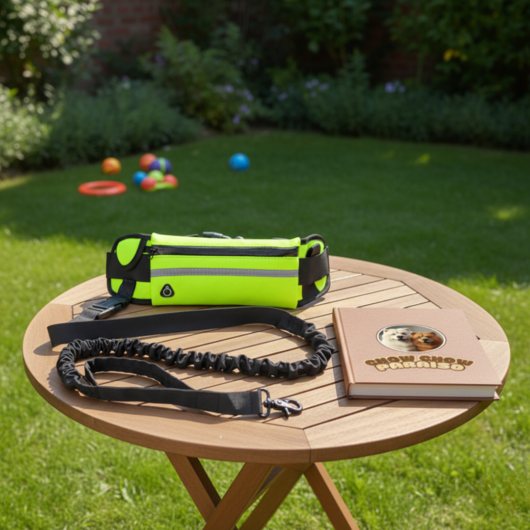 G2 -🐶 Cinturón Manos Libres con Correa Elástica para Perros Grandes 🐾 | Ideal para Pasear, Correr, Entrenar y Aventuras Diarias con Comodidad Total 🌟 Chow Chow paraíso 