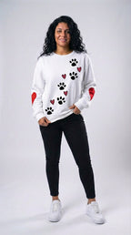 Sudadera de Cuello Redondo con Diseño de Huella