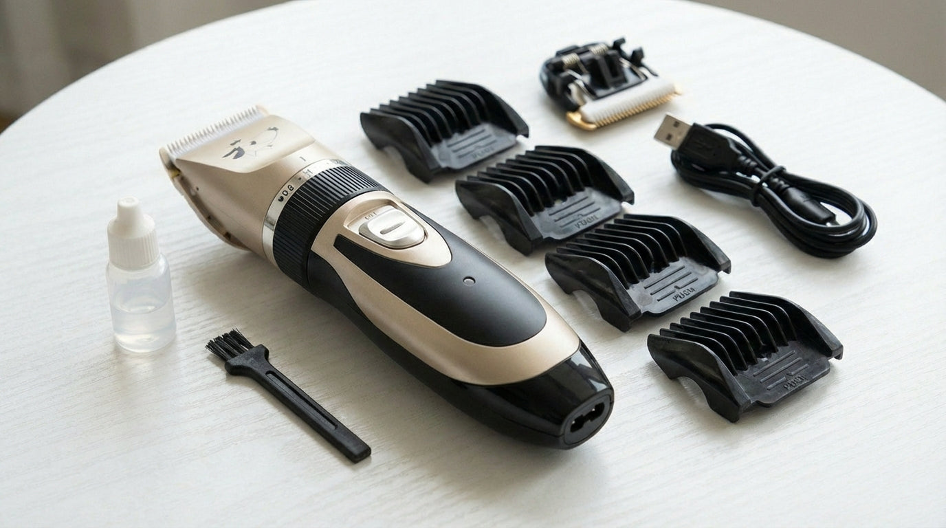 Cortapelos Profesional Silencioso con Cuchilla de Titanio y Cerámica