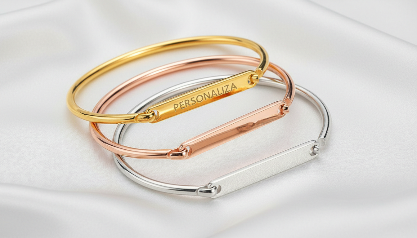 Pulsera de Placa Rectangular Personalizada en Acero Inoxidable