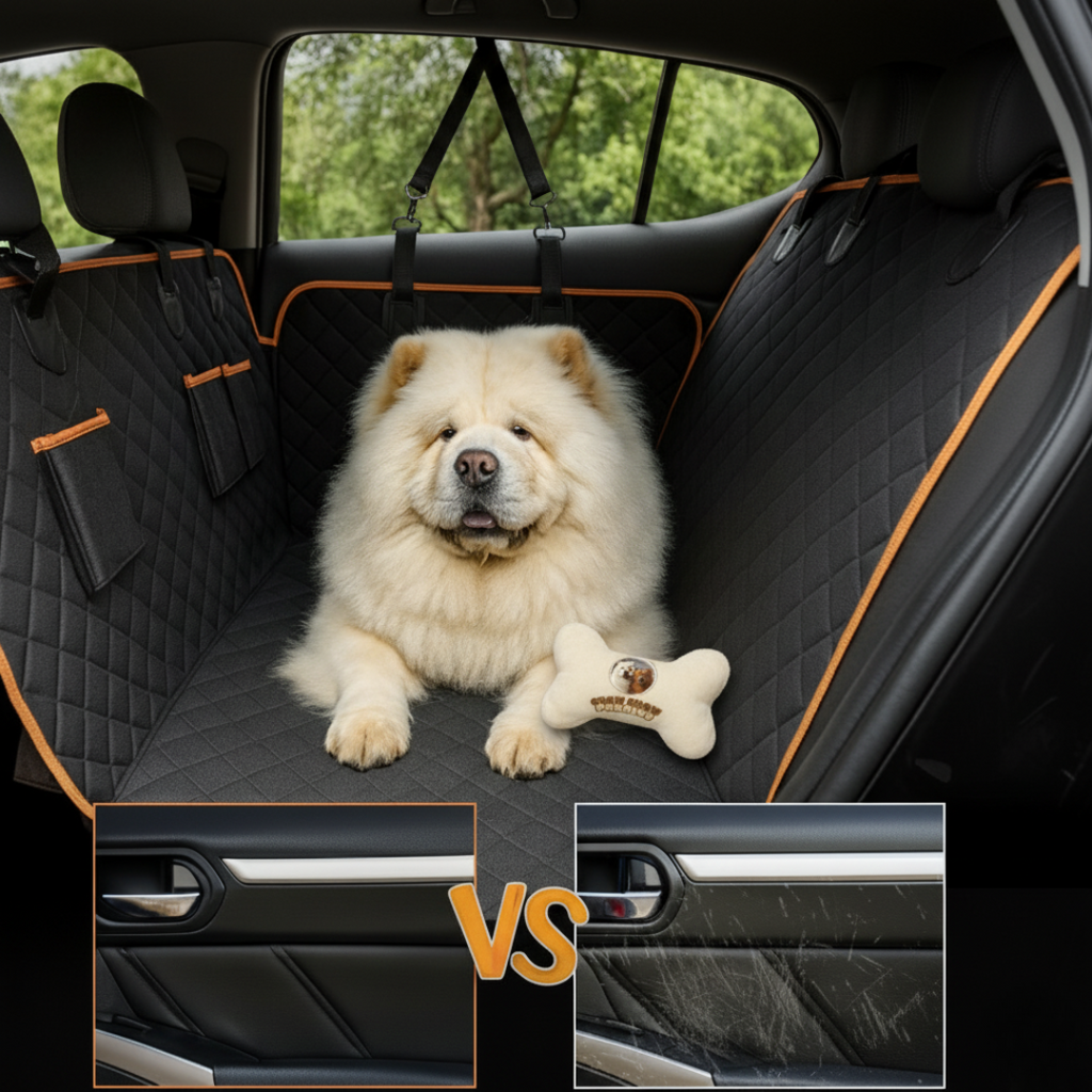 PA2.🐾 Alfombrilla-Protector de Asientos, para Coche con bolsillos, para Perros Chow Chow paraíso 