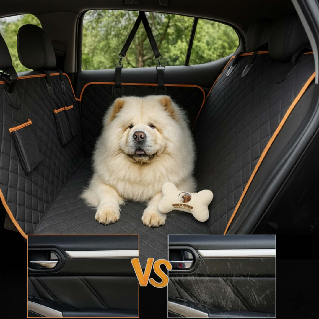 PA2.🐾 Alfombrilla-Protector de Asientos, para Coche con bolsillos, para Perros Chow Chow paraíso 