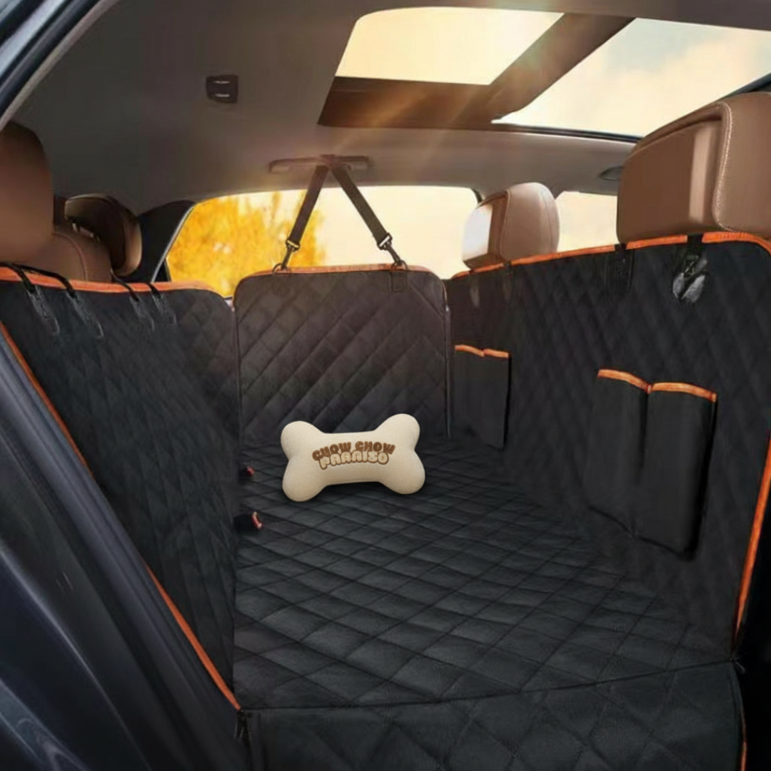 PA2.🐾 Alfombrilla-Protector de Asientos, para Coche con bolsillos, para Perros Chow Chow paraíso 