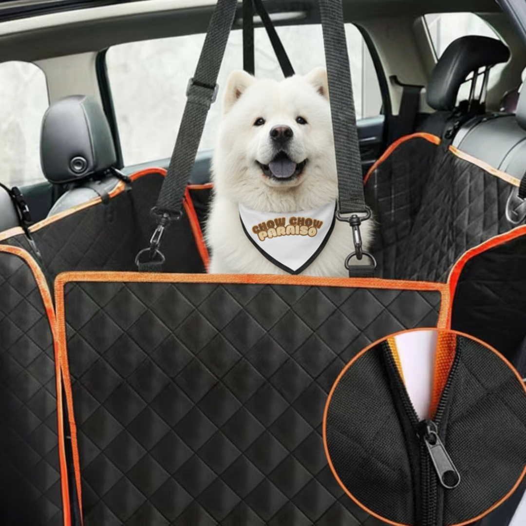 PA2.🐾 Alfombrilla-Protector de Asientos, para Coche con bolsillos, para Perros Chow Chow paraíso 