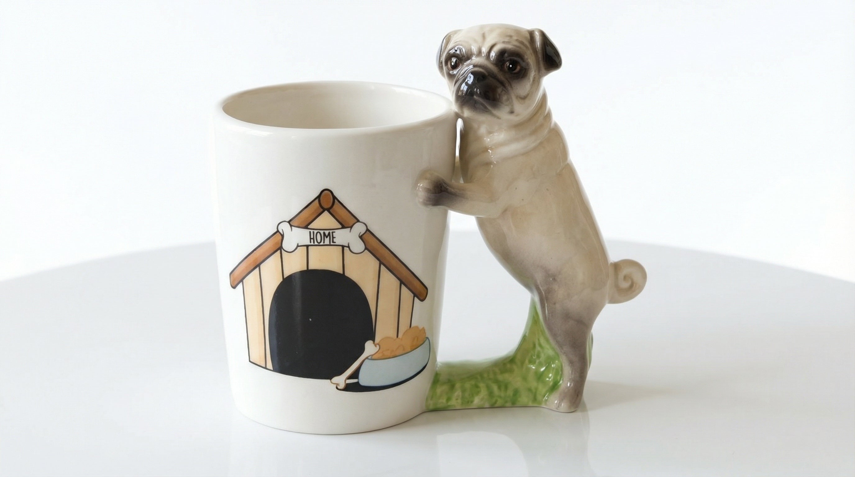 Taza Cerámica 3D con Figura de Bulldog y Carlino