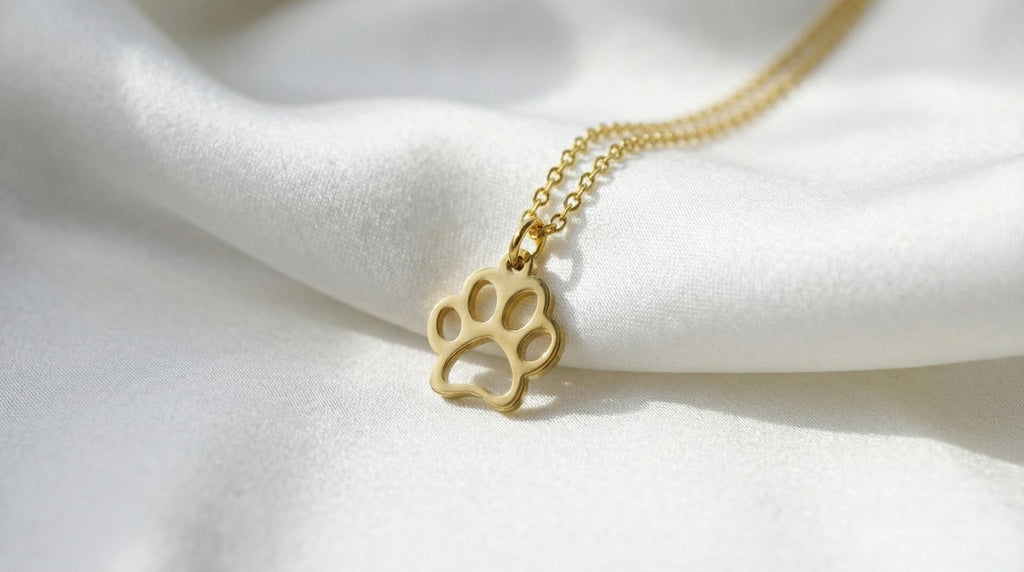 Collar de Clavícula con Huella de Mascota en Acero de Titanio