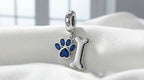 Charm Huella de Plata 925 con Zircón Azul Oceánico
