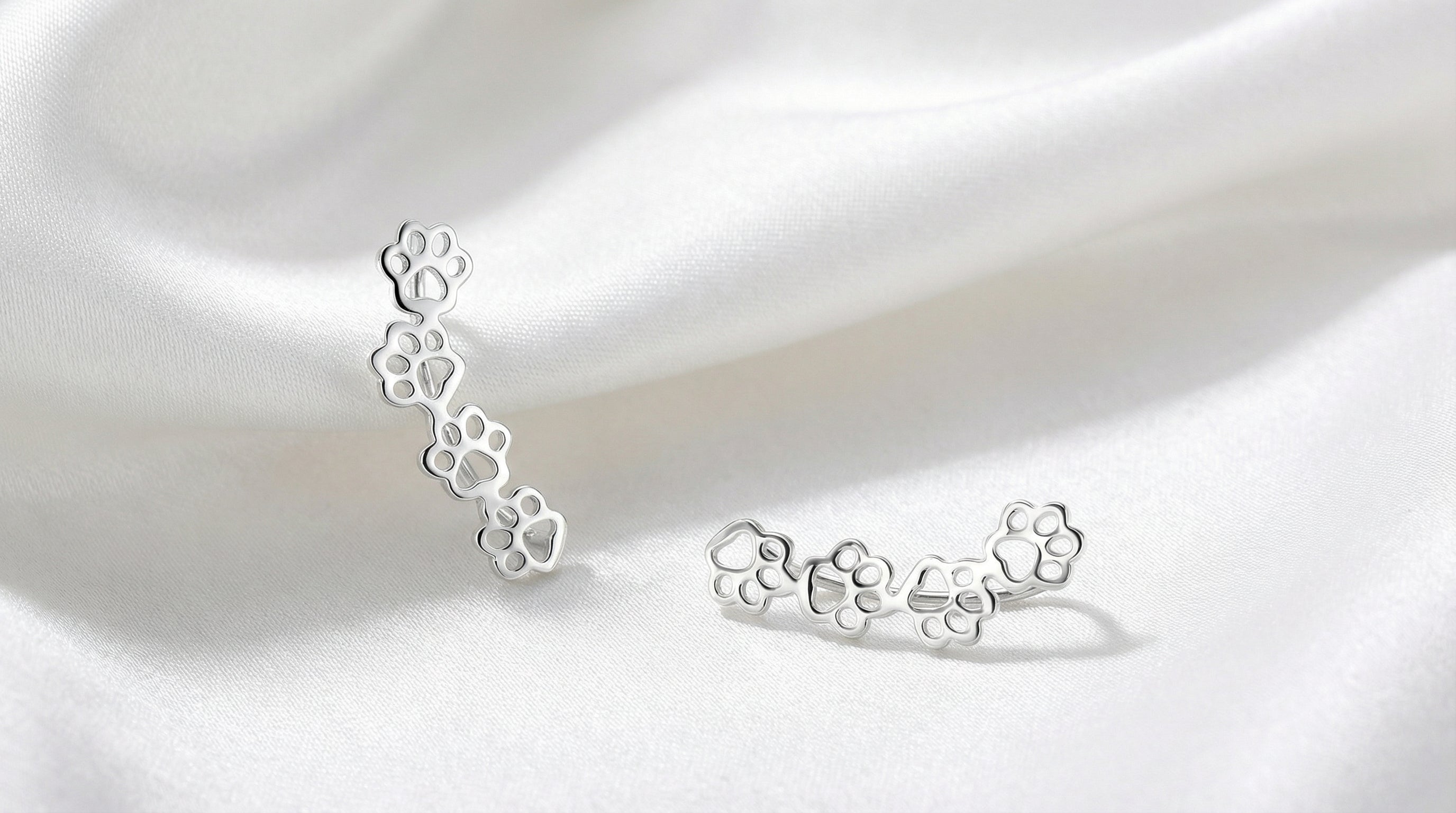 Conjunto de joyería en plata de ley 925 con huella de perro — anillo, pulsera y pendientes para dueñas de mascotas