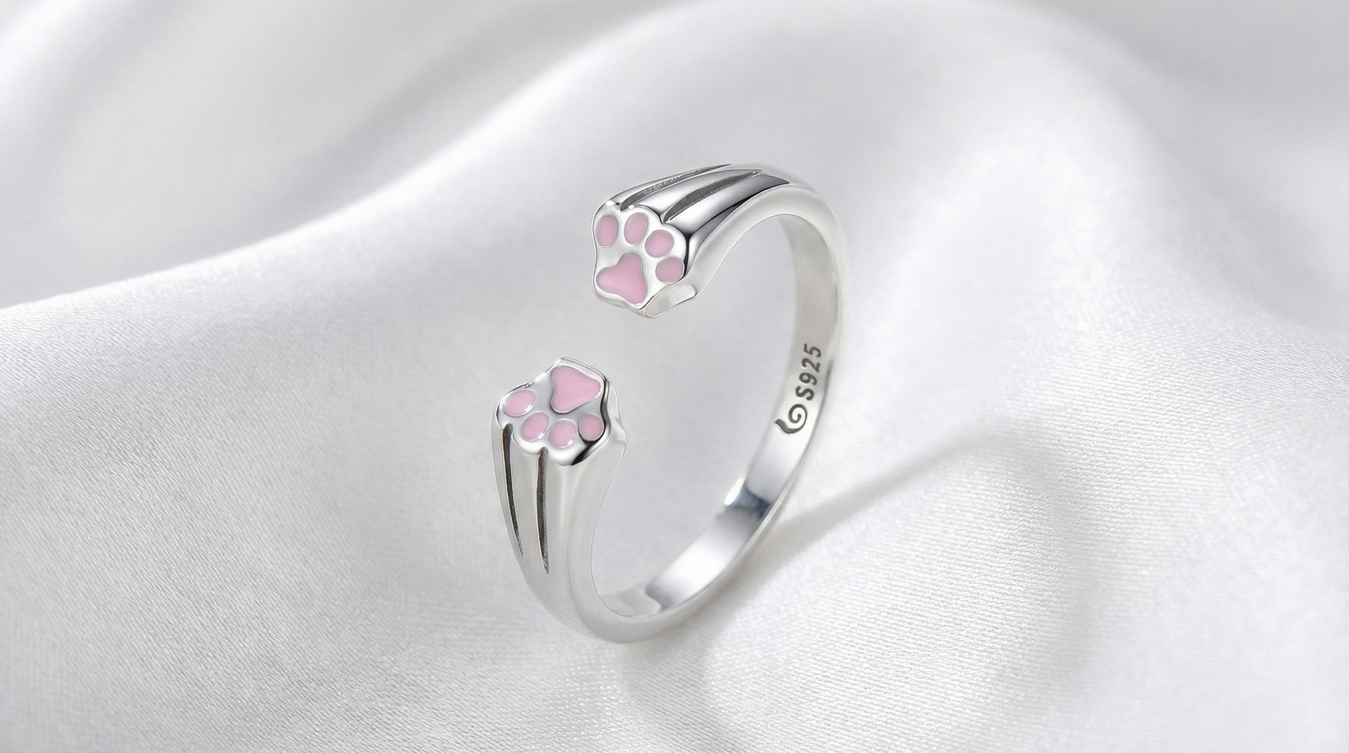 Conjunto de joyería en plata de ley 925 con huella de perro — anillo, pulsera y pendientes para dueñas de mascotas