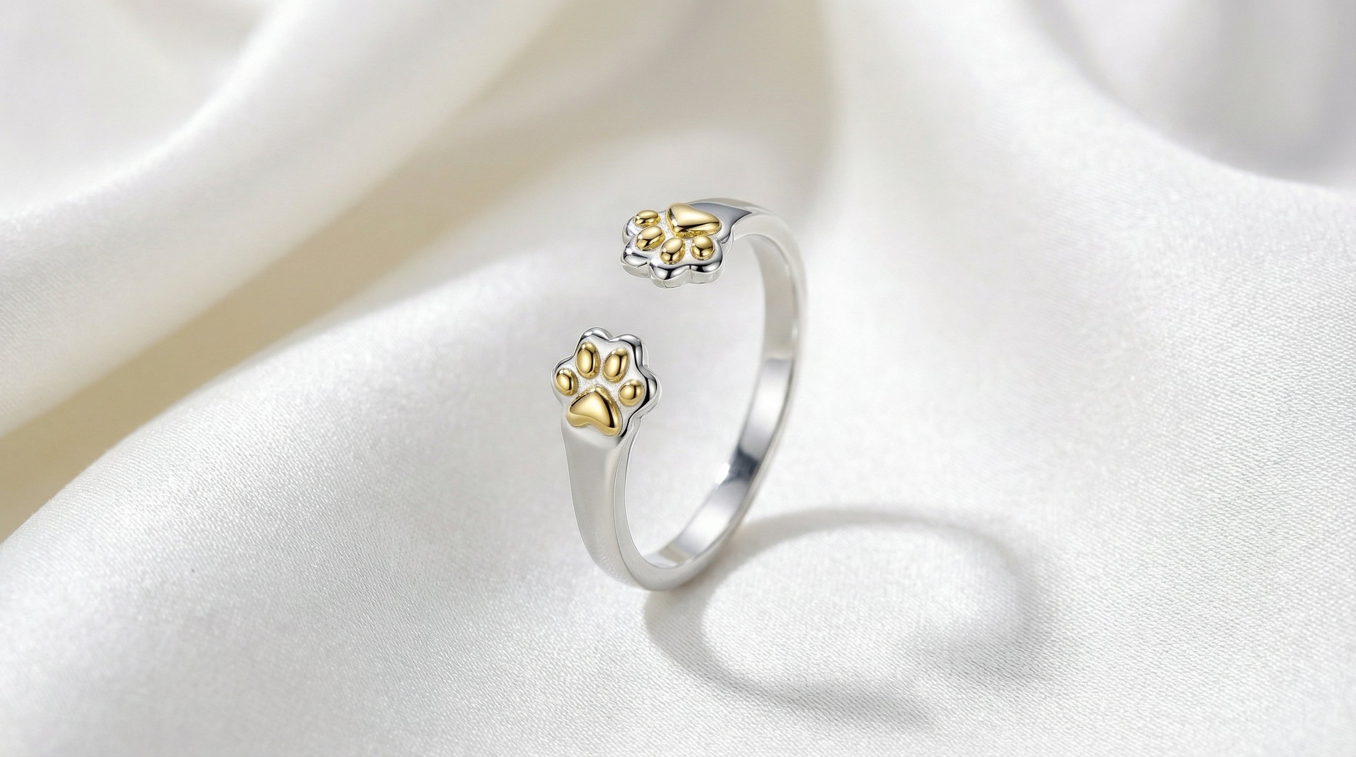 Conjunto de joyería en plata de ley 925 con huella de perro — anillo, pulsera y pendientes para dueñas de mascotas