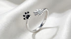 Conjunto de joyería en plata de ley 925 con huella de perro — anillo, pulsera y pendientes para dueñas de mascotas