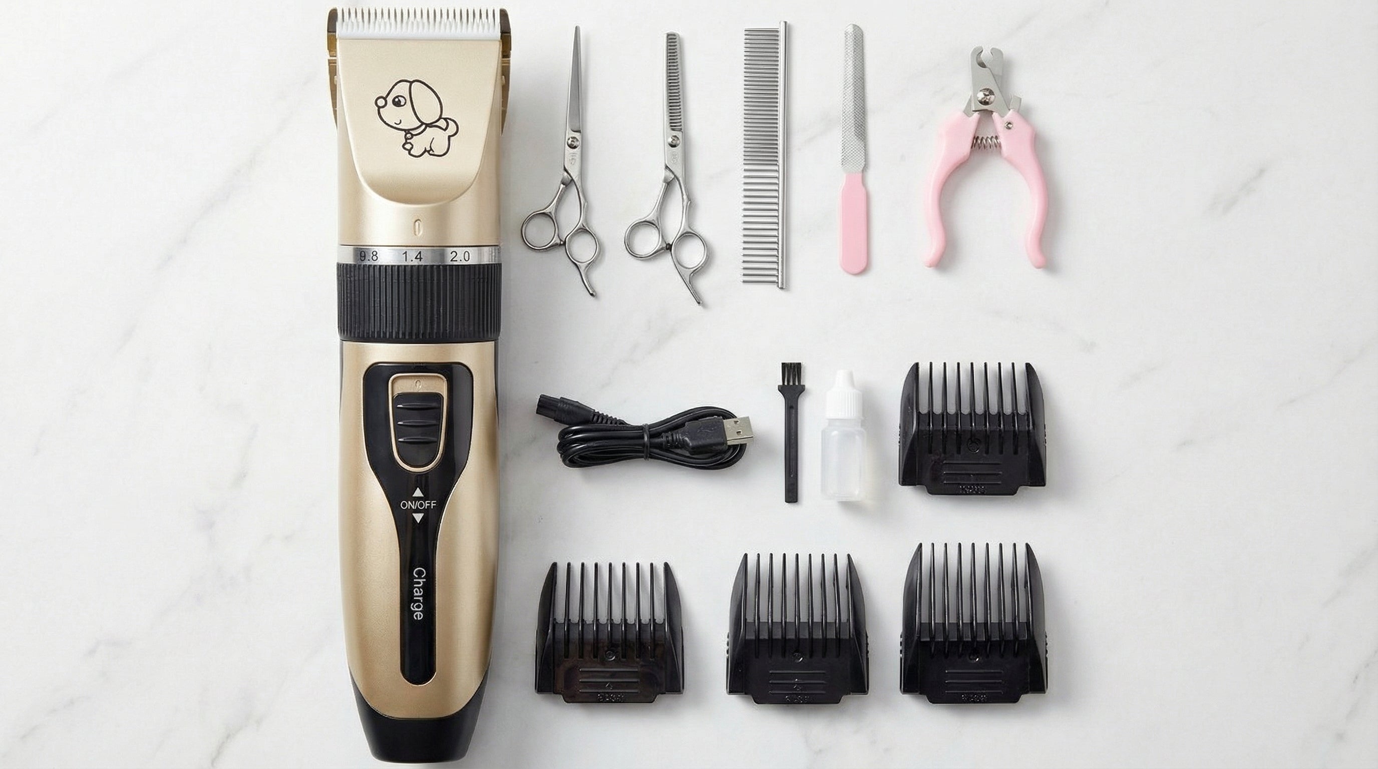 Cortapelos Profesional Silencioso con Cuchilla de Titanio y Cerámica