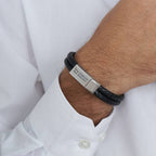 Brazalete de Cuero y Acero Personalizable "Vínculo Fiel"