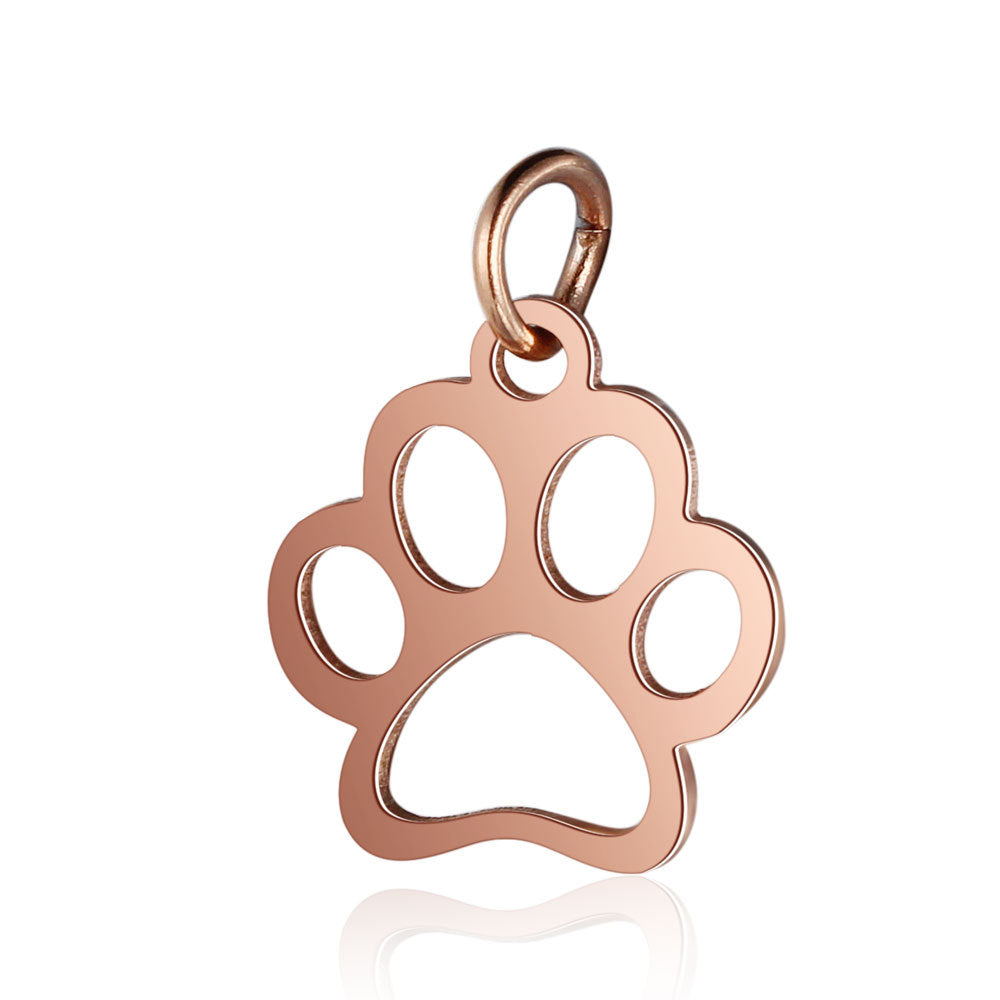 Colgante de Huella Canina en Acero de Titanio Pulido