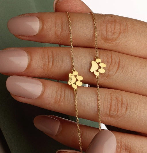 Pulsera Personalizada de Huellas y Nombres en Acero Inoxidable