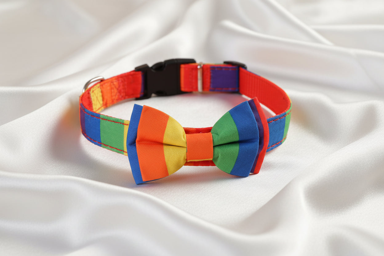 Collar con Pajarita "Arcoíris Vibrante" para Perros