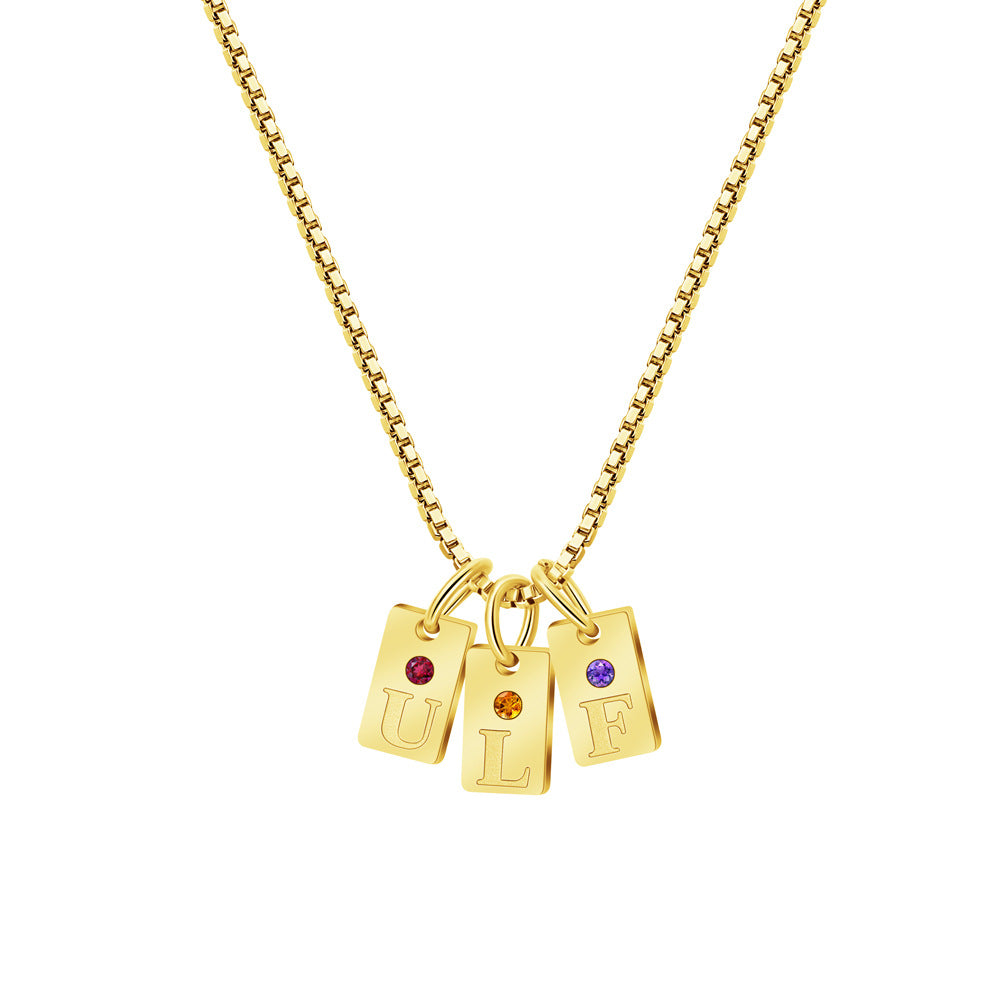 Collar de Iniciales y Piedras  - Personalizable