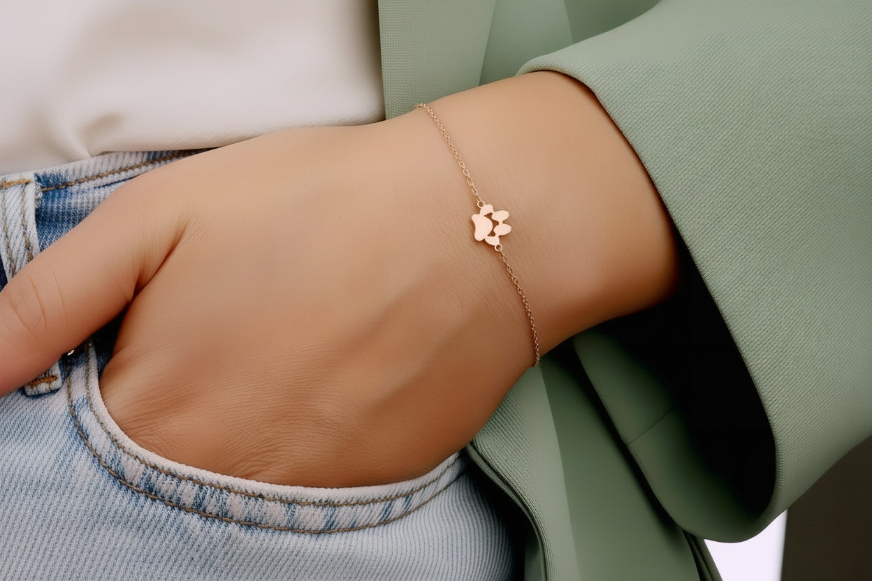 Pulsera Personalizada de Huellas y Nombres en Acero Inoxidable