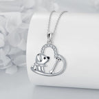 Collar de Corazón con Perrito y Circonitas