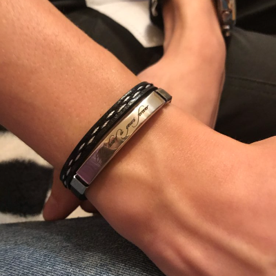Brazalete de Cuero y Acero  Personalizado