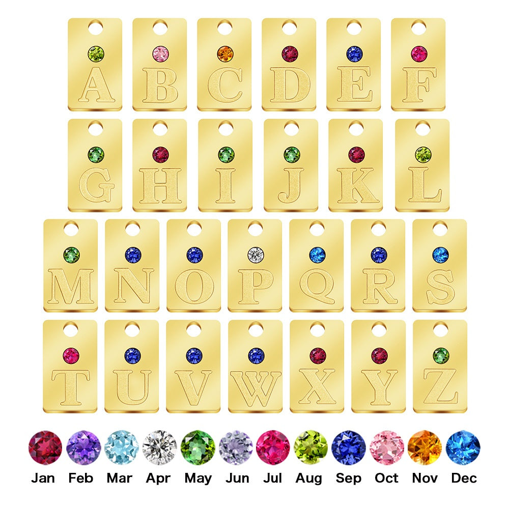 Collar de Iniciales y Piedras  - Personalizable