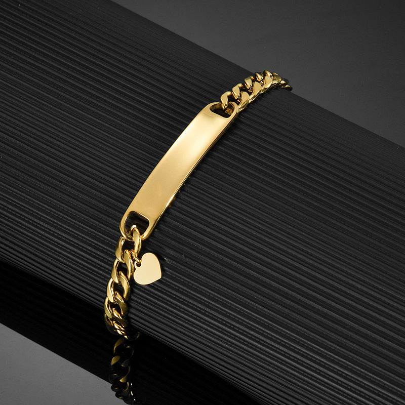 Brazalete dorado con placa grabada y nombre de perro — pulsera personalizada de acero para dueños de mascotas