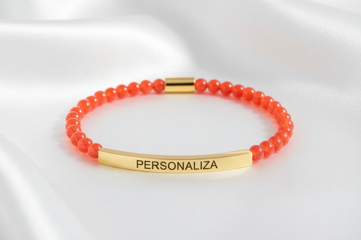 Pulsera de Tubo Curvo Personalizable con Piedras Naturales