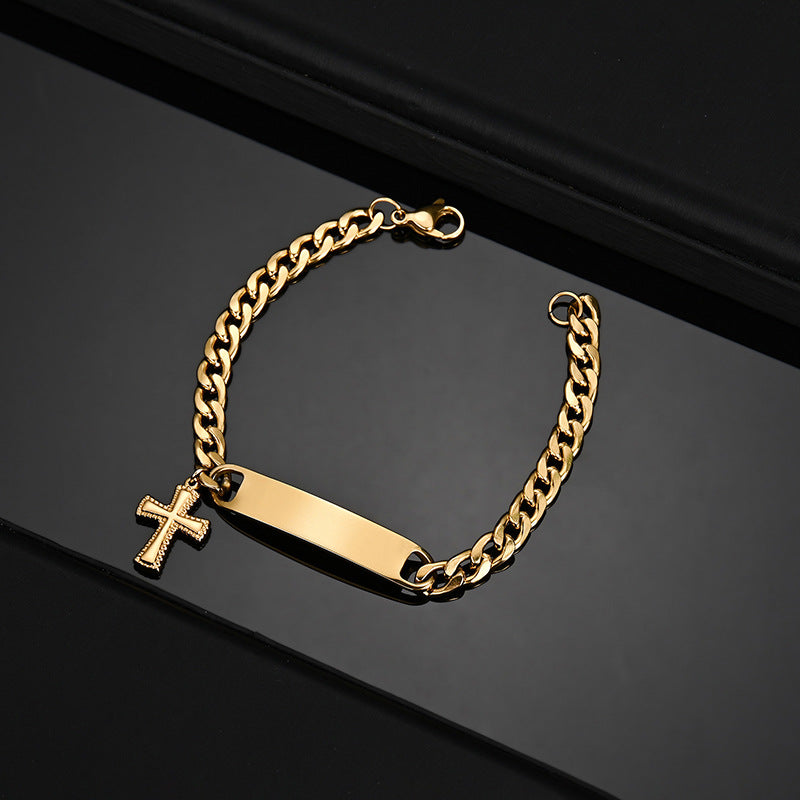 Brazalete dorado con placa grabada y nombre de perro — pulsera personalizada de acero para dueños de mascotas