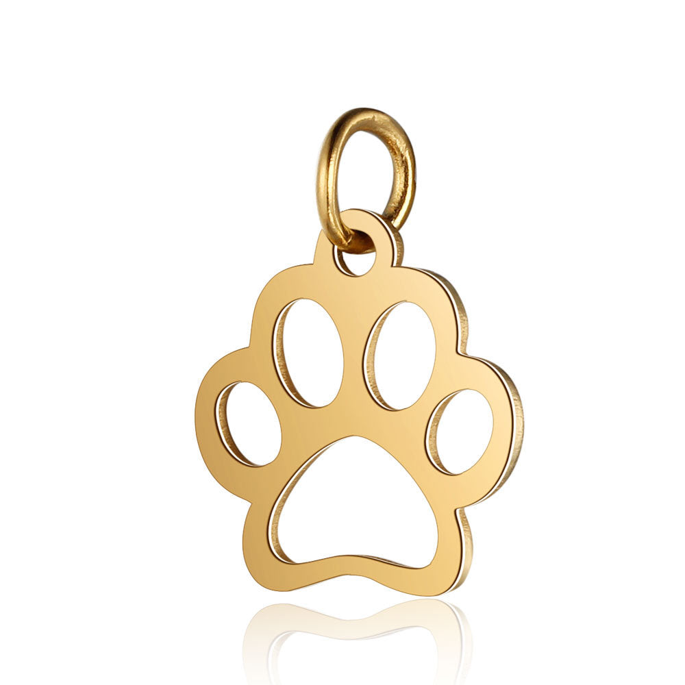 Colgante de Huella Canina en Acero de Titanio Pulido