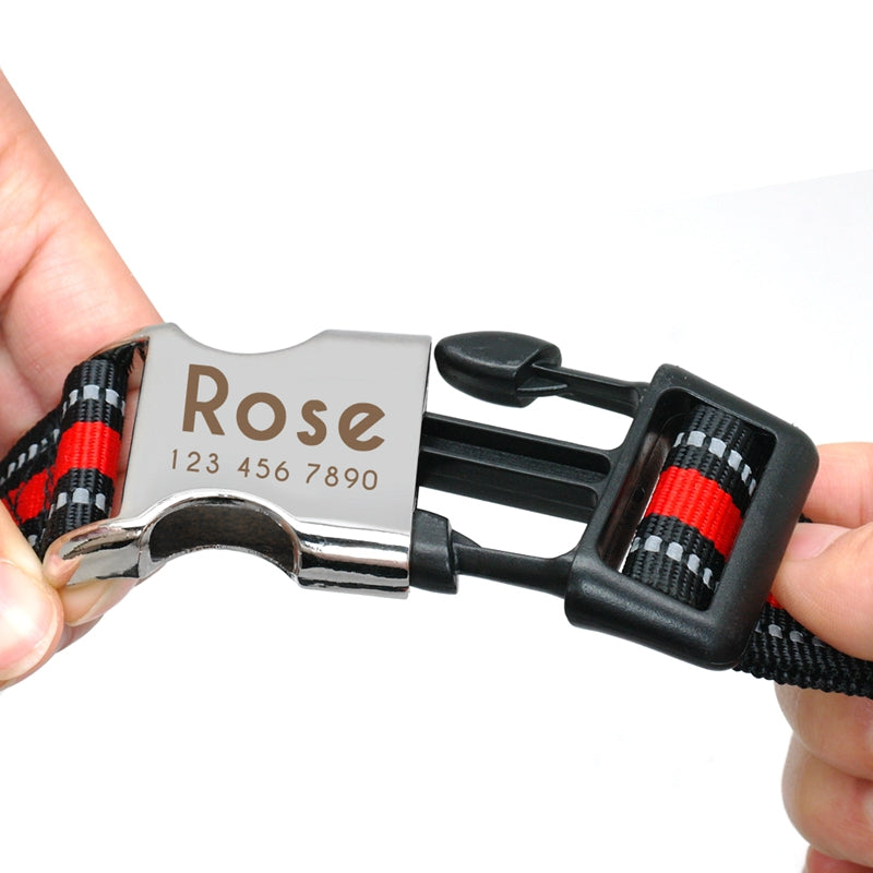 Collar de Nylon Reflectante Personalizable con Grabado de Seguridad
