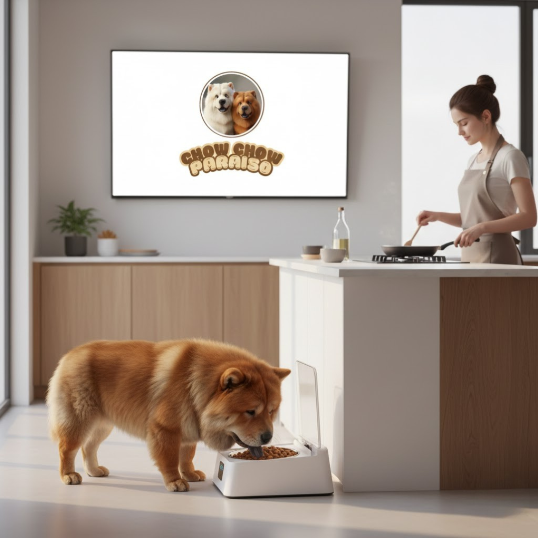 Comedero automático sellado para perros con sistema de conservación del alimento