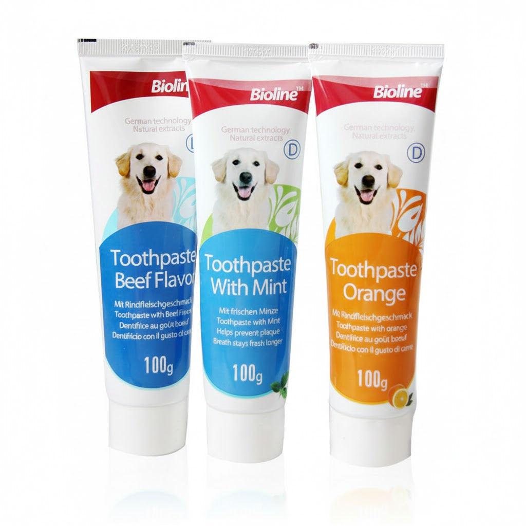 Dentífrico natural para perros Bioline para higiene bucal diaria